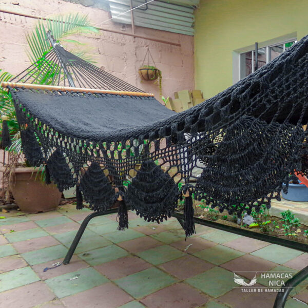Black Cotton Handwoven Double Hammock